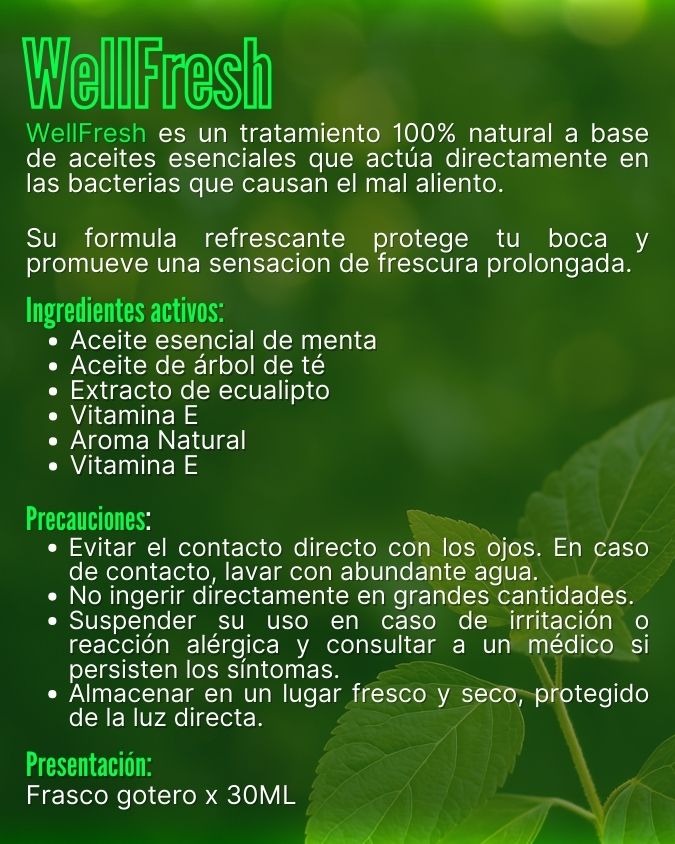 2 x 1 WellFresh Gotas Naturales para Eliminar el 😷 Mal Aliento