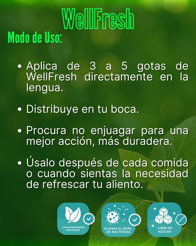 2 x 1 WellFresh Gotas Naturales para Eliminar el 😷 Mal Aliento